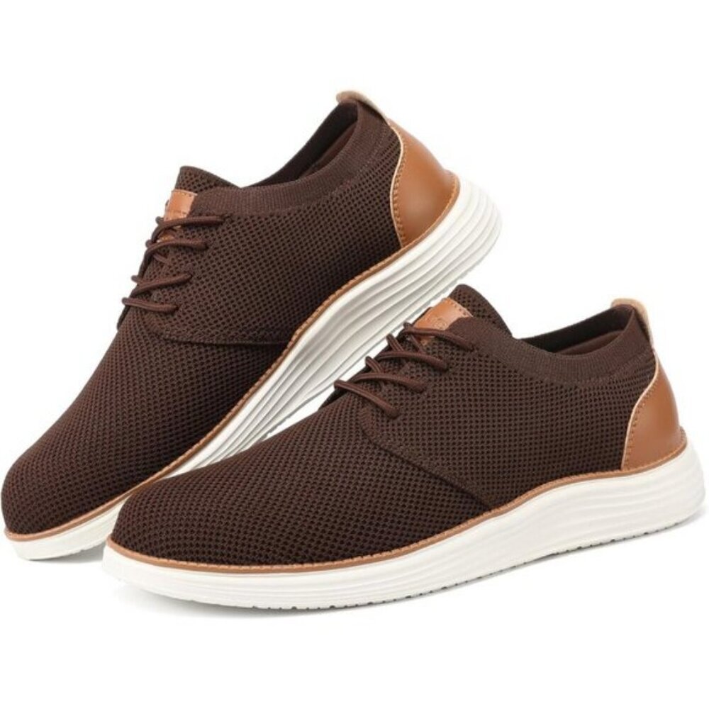 ⚡VILOCY Men's Brown Fashion Business Comfortable Breathable Dress Sneaker - Picture 7 of 8